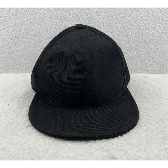 KB Ethos Blank Fitted Hat Mens 7 5/8 XL Jet Black Flat Bill Streetwear Hip Hop - Picture 1 of 7